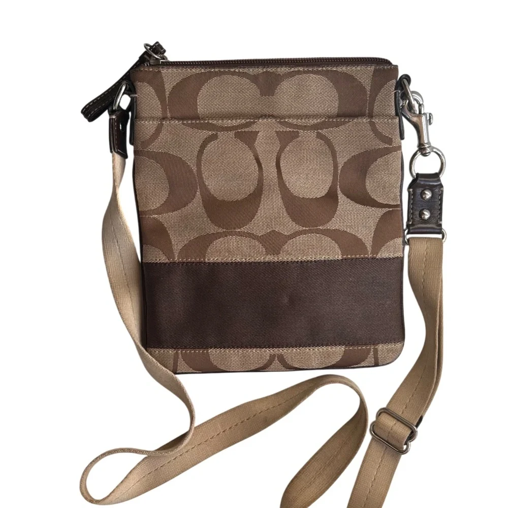 Coach Signature Monogram Canvas Crossbody Bag